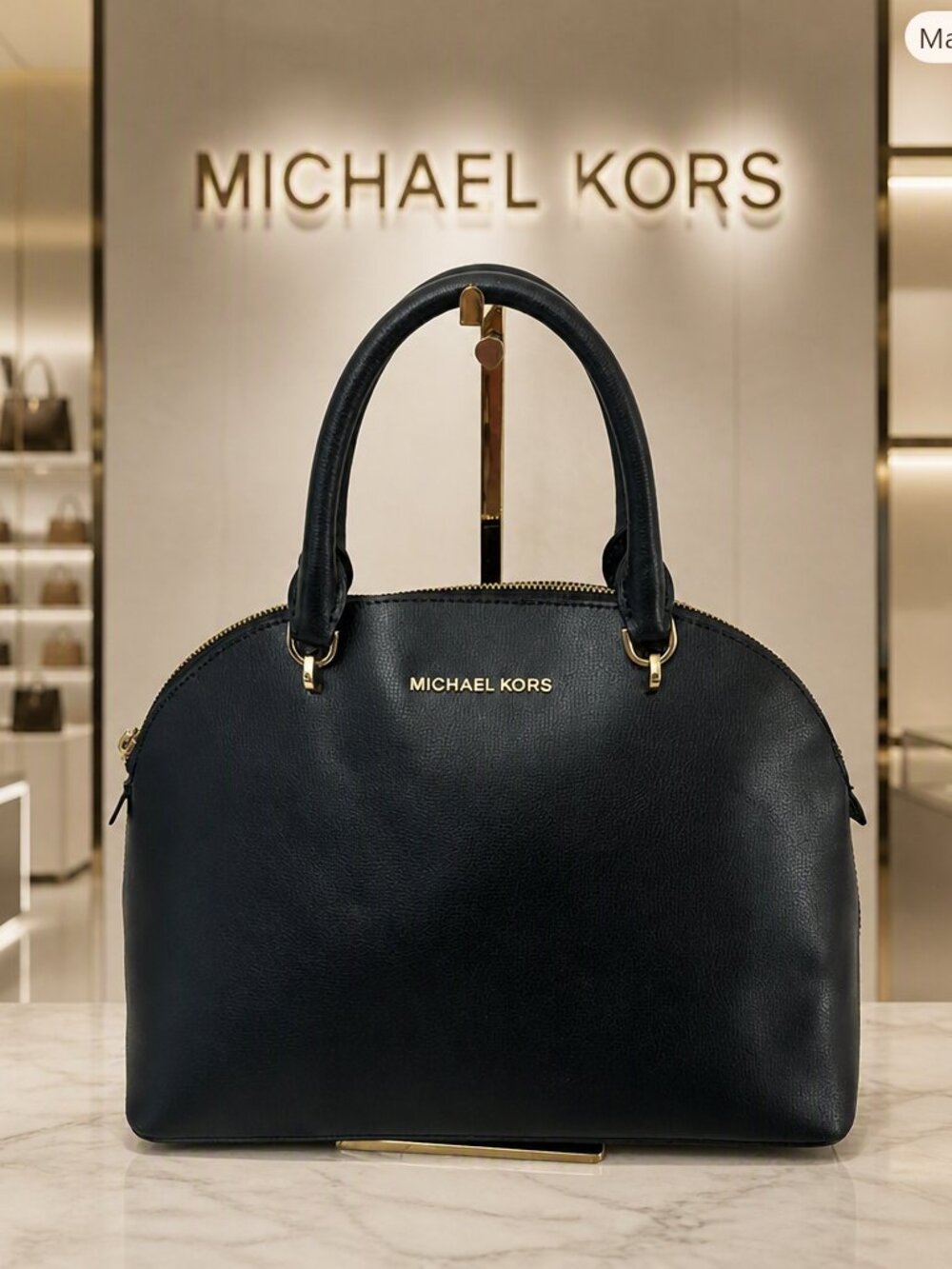 Michael Kors Black Leather Dome Bag